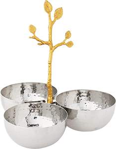 Decorative Wholesale Leaf Design Brass Set of Three Metal Silver Fruit Bowl Handmade Table Top Classic Stylish Fancy Fruit Bowl - Product Image 1
