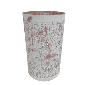 Porte-bougie rond en cuivre antique en fer moderne, décoration de Noël blanche faite à la main pour le salon et la décoration intérieure - Product Image 5