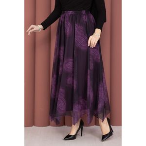 Jupe en tulle asymétrique à motifs, douce et respirante, avec volants en mousseline, longueur midi, formelle, en nylon et élasthanne - Product Image 2