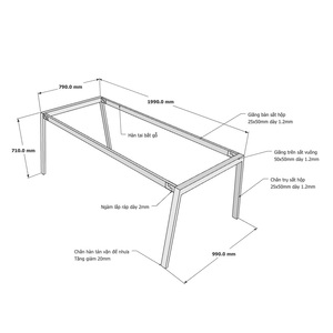 Patas para Mesa de Conferencia Aton Concept, Estilo Industrial, Estructura de Acero Resistente, 200x100cm, Blanco/Negro, Requiere Ensamblaje - Product Image 3