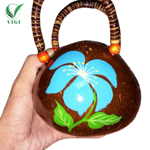 ลดกระหน่ำ! กระเป๋าถือผู้หญิงเวียดนามแฮนด์เมดกระเป๋าช้อปปิ้งกะลามะพร้าว100% กระเป๋าผ้าแคนวาสซับในของตกแต่งลายดอกไม้สองใบ - Product Image 6