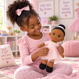 Poupée ballerine en tissu doux de 14 pouces avec robe rose amovible - Product Image 4
