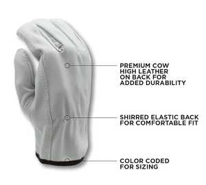 Gants de travail en cuir de vachette robustes X-Large de haute qualité pour conducteurs camion conduite entrepôt jardinage agriculture - Product Image 2