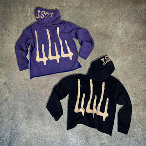 Sweat à capuche pour homme en molleton français lourd, coupe ample, impression numérique, avec patch brodé personnalisé - Product Image 3