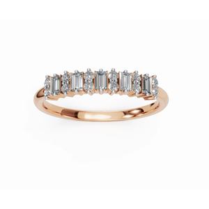 แหวนเพชรทรงบาแก็ตต์ รุ่น Amenas Brilliance เพชรเลี้ยงในห้องปฏิบัติการ สามารถสวมซ้อนกันได้ ทำจากทอง 9k 14k 18k สีเหลือง ชมพู ขาว ดีไซน์หรูหราสำหรับงานแต่งงาน - Product Image 1