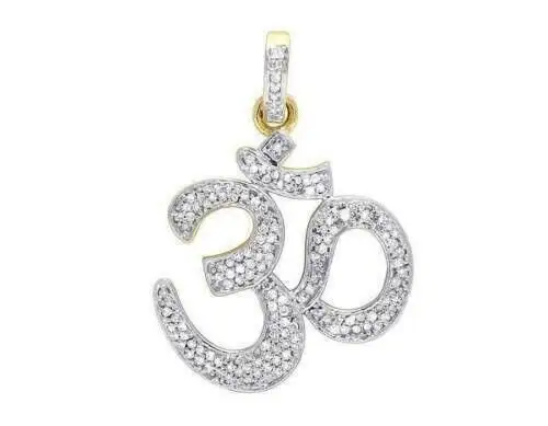 2ct Cubic Zirconia kim cương Hindu biểu tượng Om quyến rũ Mặt dây chuyền 14K vàng mạ vàng