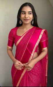 Premium Non-Printed Linen Border Georgette Silk <b>Saree</b> for Women Indian Clothing in Stock - Product Image 5