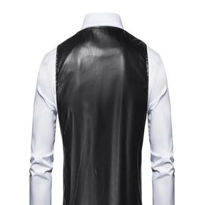 Chaleco de cuero genuino a prueba de viento de un solo pecho con cuello en V informal inteligente para hombre de Atlantic para trajes ODM Supply - Product Image 4