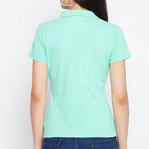 Polo pour femme à manches courtes, couleur unie, décontracté, en tissu Oxford de coton, longueur normale, col classique - Product Image 2