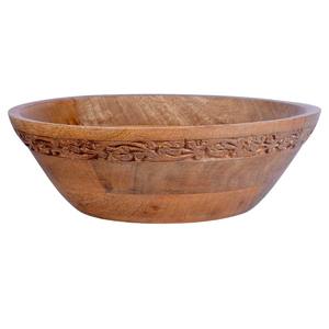 Tazón para Servir de Madera de Mango Tallado a Mano de Alta Calidad, Acabado Quemado, Tazón Decorativo Hecho a Mano para Frutas y Ensaladas, Decoración de Cocina Ecológica - Product Image 1