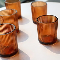 Photophore en verre imprimé soyeux couleur ambre, côtelé, écologique, pour Thanksgiving, Noël, Pâques, mariage, dîner, fête