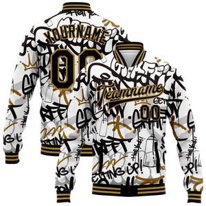 Industria directa, venta al por mayor, informal, invierno, personalizado, camuflaje, oro-púrpura, 3D, bombardero, Full-Snap, Varsity, Letterman, Salute To Service, chaqueta - Product Image 5