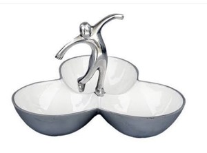 Trio de plats de service martelés élégants Design moderne Vaisselle argentée pour la maison et l'hôtel Plateau en métal pour la nourriture à usage domestique et commercial - Product Image 4