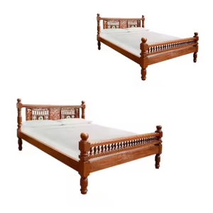 เตียงไม้เนื้อแข็งทำด้วยมือพร้อมดีไซน์แบบดั้งเดิมเฟอร์นิเจอร์ห้องนอนทำด้วยมือ - Product Image 4