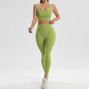 Women Gym Wear Fitness Workout High Waist Leggings Yoga Sports <b>Bra</b> Set Wholesale Custom logo Women Workout Yoga Set - Product Image 1