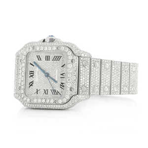 Fournisseur indien Montre en acier inoxydable carrée Hip Hop sertie de diamants Cadran en verre 41 mm Bijoux de luxe à la mode - Product Image 2