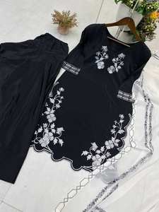 Traje Salwar Kameez Farsi de Diseñador, Muy de Moda, de Tres Piezas, con Bordado, Interior de Crepé Francés, Moderno, de Secado Rápido, para Mujer - Product Image 6