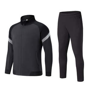 Ensemble de survêtement élégant 100% coton pour hommes veste sarcelle et pantalon noir taille élastique pour le sport décontracté Jogging Gym activités de plein air - Product Image 2