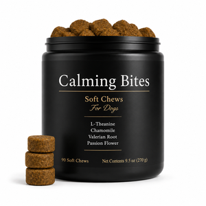 Bocconcini Calmanti per Cani a Marchio Privato con L-Teanina, Radice di Valeriana e Fiori della Passione per Ansia da Viaggio, Tempeste e Fuochi d'Artificio - Product Image 1