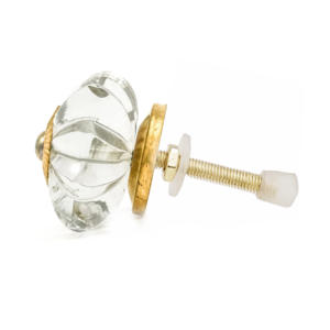 Poignées de tiroir en cristal de forme carrée, boutons de fleurs taillées, CK 558 - Product Image 2