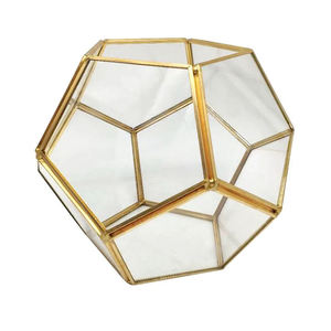 Latest Design Brand New Style Glass Terrarium Clear Glass Vase <b>Planter</b> Gold Finished Tabletop <b>Succulent</b> for Home & Office Deco - Product Image 6