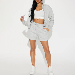 Conjunto de 2 piezas de Chaqueta corta con cremallera cómoda de calle alta para mujer de invierno OEM de talla grande transpirable 100% algodón al por mayor - Product Image 2