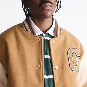 Chaqueta Universitaria de Cuero Personalizable para Hombre, Cuello Alto, Reversible, Transpirable, de Algodón y Lana, Cálida, Informal, Estilo Urbano - Product Image 6