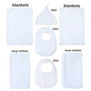 Özel bebek giyim seti yenidoğan kıyafetler dahil düz beyaz % 100% pamuk battaniye önlükler Burp bezler-OEM hizmeti mevcut - Product Image 2