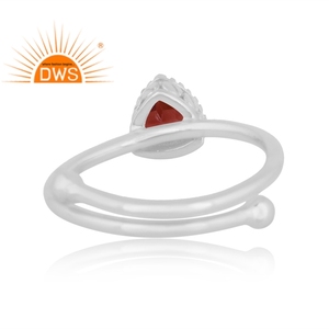 Anillo Apilable de Plata de Ley con Granate Natural, Diseño Elegante, Fabricante de Joyería Personalizada - Product Image 3