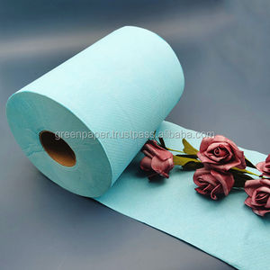 Papier essuie-tout industriel en rouleau, 1 pli, en pâte recyclée, bleu, enroulement robuste, vente en gros directe usine Vietnam - Product Image 1