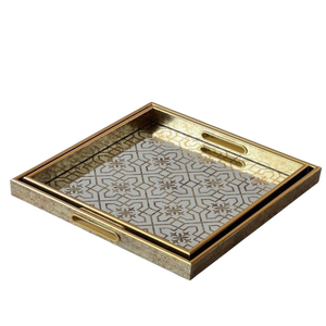 Plateau de service en métal de forme et de taille personnalisées en aluminium de style vintage avec qualité standard au design martelé - Product Image 2