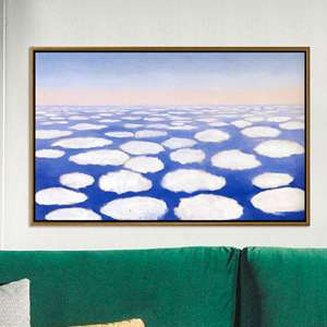 Lienzo de Nubes Flotantes Surreales, Impresión de Arte Mural de Paisaje de Ensueño Moderno, Lienzo con Marco Dorado - Product Image 1
