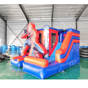 Château gonflable commercial en PVC pour super-héros, toboggan aquatique et sec combinés, structure gonflable portable avec garantie de 3 ans - Product Image 4