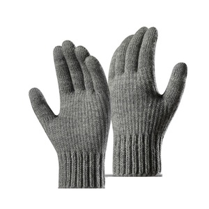 Guantes de invierno cálidos acrílicos a la moda con logotipo personalizado para hombre, guantes de mano de punto grueso con pantalla táctil suave para hombre - Product Image 6