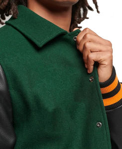 2023ขายส่งสีหนังแขนผ้าขนสัตว์ร่างกายสบายพรีเมี่ยมที่มีคุณภาพสูงของผู้ชายเย็บปักถักร้อยตัวแทนแจ็คเก็ตสำหรับผู้ชาย - Product Image 4