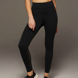 Leggings transparents taille haute en maille fermeture à taille élastique pantalon solide en Spandex/nylon - Product Image 6