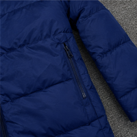 Blouson matelassé long à capuche pour homme, hiver, épais, en polyester, coupe-vent, décontracté, couleur unie, fermeture éclair, personnalisable