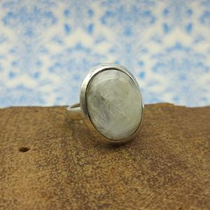 แหวนเงินโบฮีเมียนสเตอร์925ทำมือรุ้งมูนสโตนพลอยพลอยเบดการตั้งค่าฝาหินหลักสำหรับปาร์ตี้ - Product Image 4