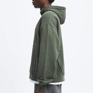 Sudaderas con capucha de felpa francesa en blanco personalizadas de alta calidad para hombres, ropa de calle, sudaderas con capucha de hombro caído de gran tamaño para fábrica - Product Image 1