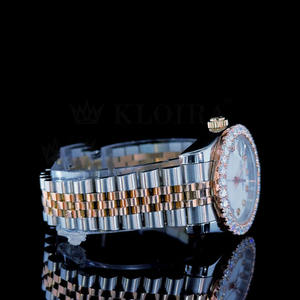 Montre unisexe de luxe Jubilee Bezel VVS Moissanite Diamond 42 mm, bracelet en cuir en acier inoxydable plaqué or bicolore, mouvement analogique ETA - Product Image 3