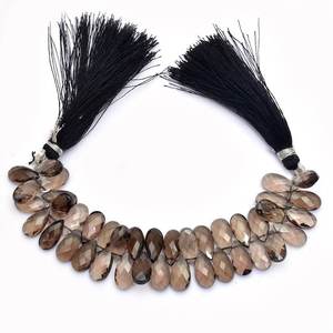 Perles de pierre précieuse en quartz fumé naturel facetté en forme de poire 6x12mm, perles de quartz en vrac pour la fabrication de bijoux, vente en gros - Product Image 4