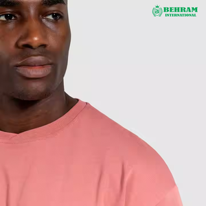 T-shirt pour homme en coton 100% respirant et écologique avec logo de marque personnalisé sur le devant, coupe ample, grande taille - Product Image 4