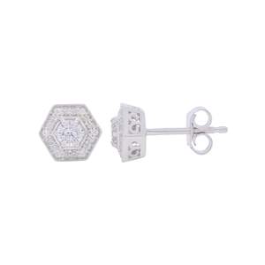 Boucles d'oreilles clous en diamant rond - Product Image 2