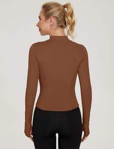 Chaqueta atlética con cremallera, chaquetas y abrigos deportivos transpirables para mujer, diseño personalizado, ropa de yoga ajustada, chaquetas de Yoga - Product Image 2