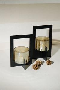 Portavelas de Metal negro de forma cuadrada, tarro de vela de cristal de alta calidad, otros candelabros elegantes, linternas y para decoración del hogar - Product Image 2