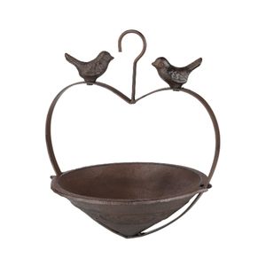Comedero para pájaros rústico de hierro y metal, colgante, con techo cónico y diseño de hojas, para uso en exteriores en el jardín, hecho a mano. - Product Image 5