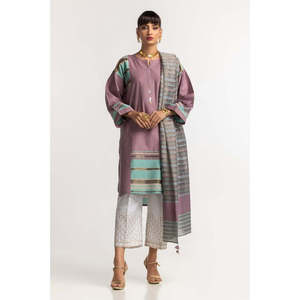 Chemise et dupatta en crêpe orné de motifs, style bohème, teint en fil, pour le printemps/été IPS-24-33 - Product Image 1