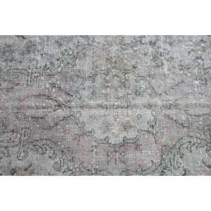 พรมวินเทจตุรกีขนาดใหญ่ 6x9.6 ฟุต พรมขนสัตว์สีเทา - Product Image 5