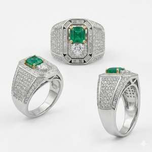 แหวนแต่งงานแบบ unisex เพชรหรูหราพร้อมเพชรและทอง - Product Image 4