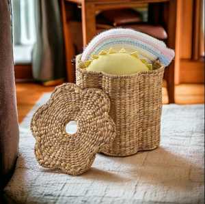 Natural Rattan <b>Basket</b> With Scalloped Design for <b>Laundry</b> and Storage <b>Wicker</b> Storage <b>Basket</b> for Home Decor Living Room and Hamper - Product Image 1